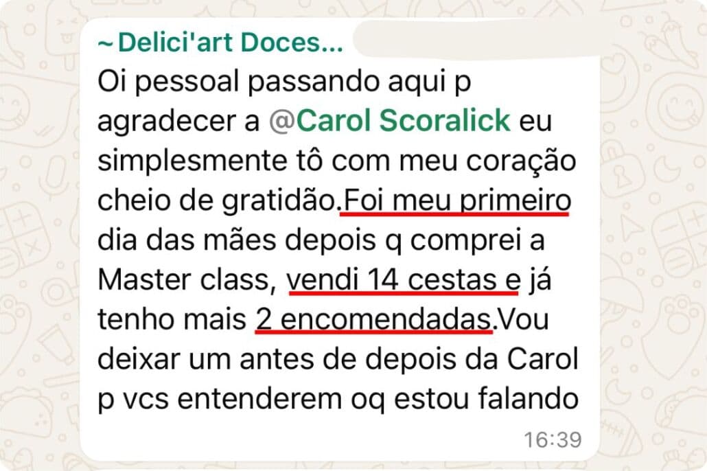 Depoimento de aluna